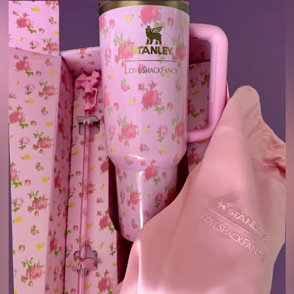 Stanley & Love Shack Fancy Colab NWT SS Tumbler/straw/topper/dust bag/Gift Boxed - Picture 2 of 11